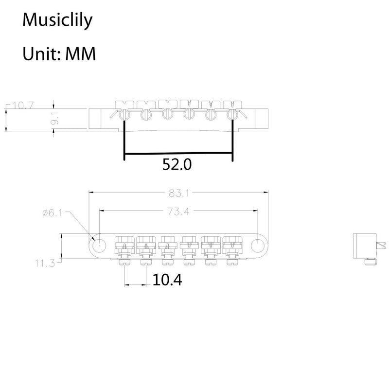 Musiclily ABR-1 Style Tune-o-matic Bridge and Tailpiece Set for Les Paul Style Electric Guitar,Chrome Set Chrome