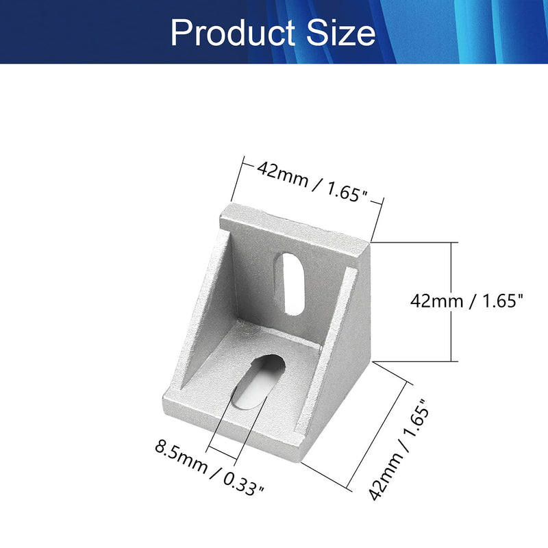 Aicosineg 4pcs Aluminum Alloy Interior Joint Bracket Inside Corner Bracket Gusset Suitable for 4545 Series with Slot Aluminum Extrusion Profile Silver Tone