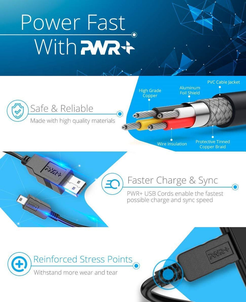 Pwr 10 Feet USB Power Cable Replacement for TV Stick, Intel Computer, Roku, Chromecast and Azulle Quantum Access Asus VivoStick Mini, Cloud Cam PC Data Sync Charging Cord