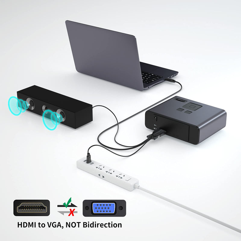 MT-VIKI HDMI to VGA Cable Adapter Converter with USB & 3.5mm Audio Male, HDMI to VGA Adapter 15ft/4.5m 16ft