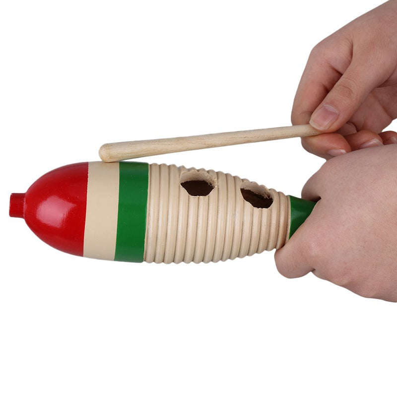 BQLZR Wooden Fish Shape Guiro Percussion Instrument with Scraper Kindergarten Early Learning Wooden Guiro