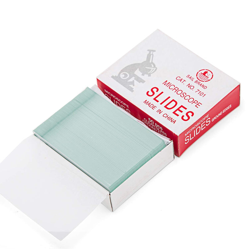 SWIFT Microscope Slides Kit with 50 Pre-Cleaned Blank Slides and 100 Glass Coverslips for Monocular Binocular Trinocular Microscopes BS50CB