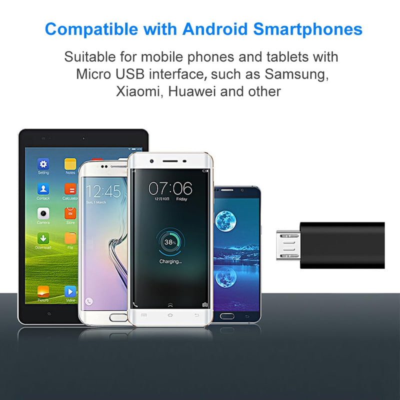 USB C to Micro USB Adapter, USB Type C Female to Micro USB Male Adapter Compatible with Samsung Galaxy S7/S6/S5/S4/S3, Note 5/4/3, Android Phones, Tablets and Other microUSB Devices (Black) Black