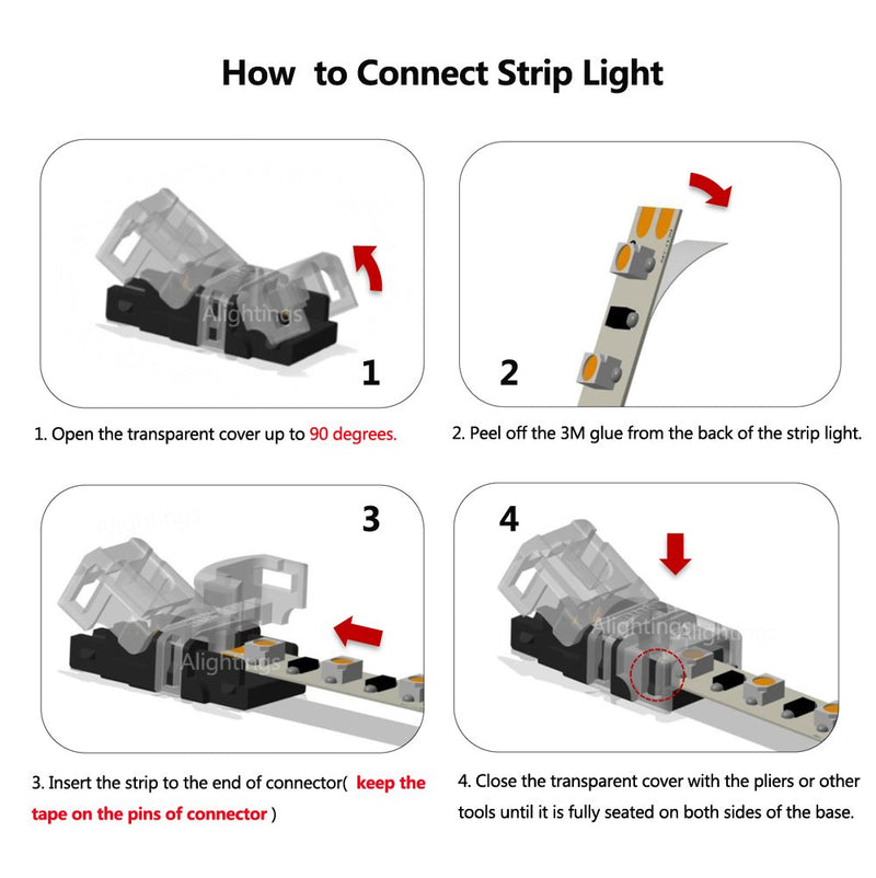 [AUSTRALIA] - 2835 3528 2 Pin 8mm LED Strip Connector - DIY Strip to Wire Quick Connection for 12v 24v Single Color Led Strip Lights (Pack of 10) For 3528 2pin 