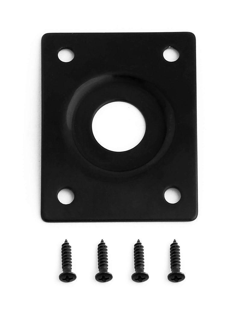 Holmer Guitar Jack Socket Plate Curved Recessed Rectangle Style Output Jack Plate Compatible with Les Paul LP Tele Style Electric Guitar or Bass Guitar Parts with Screws Black.