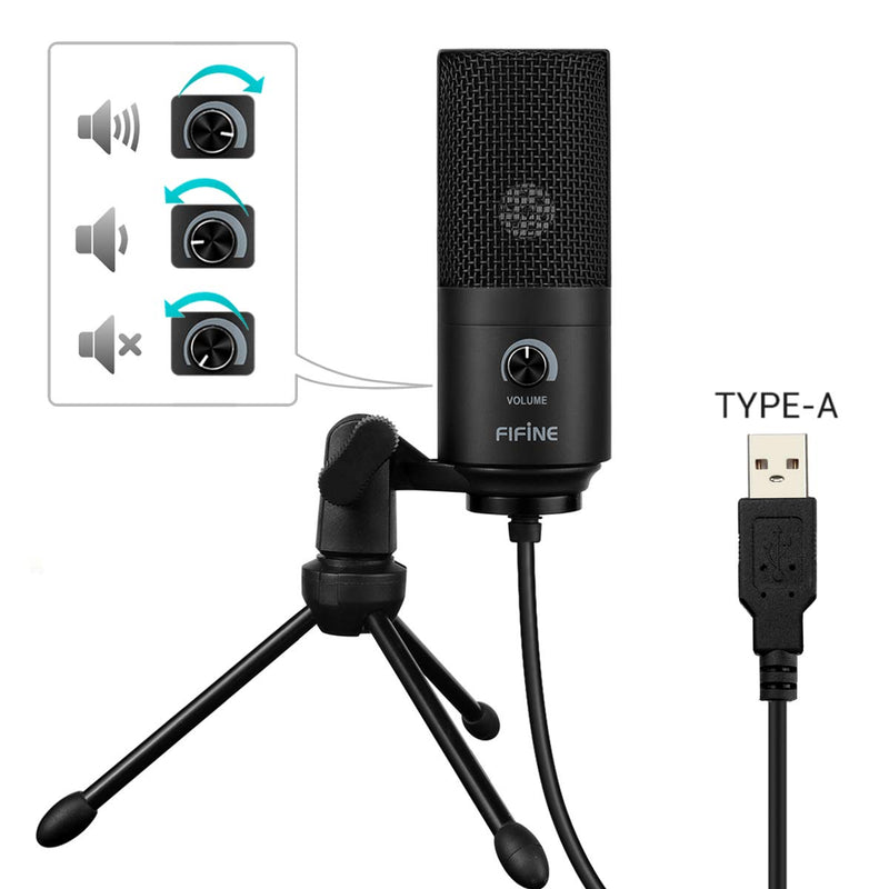 [AUSTRALIA] - USB Microphone,Fifine Metal Condenser Recording Microphone for Laptop MAC or Windows Cardioid Studio Recording Vocals, Voice Overs,Streaming Broadcast and YouTube Videos-K669B black 