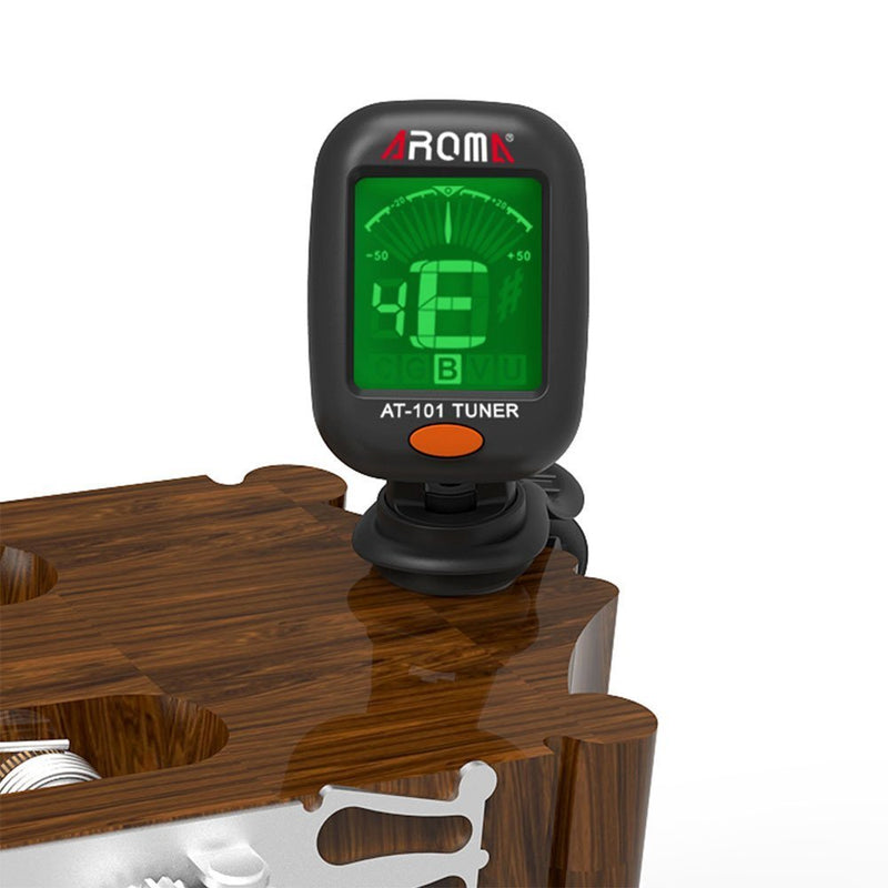 Aroma Clip-on Tuner for Guitar,Ukulele,Bass,Violin,Mandolin,Banjo,Chromatic Tuning,Large Clear Colorful LCD Display for Guitar Tuner,Chromatic Tuner,and Auto power off Tuner（WITH 4 PADDLE）