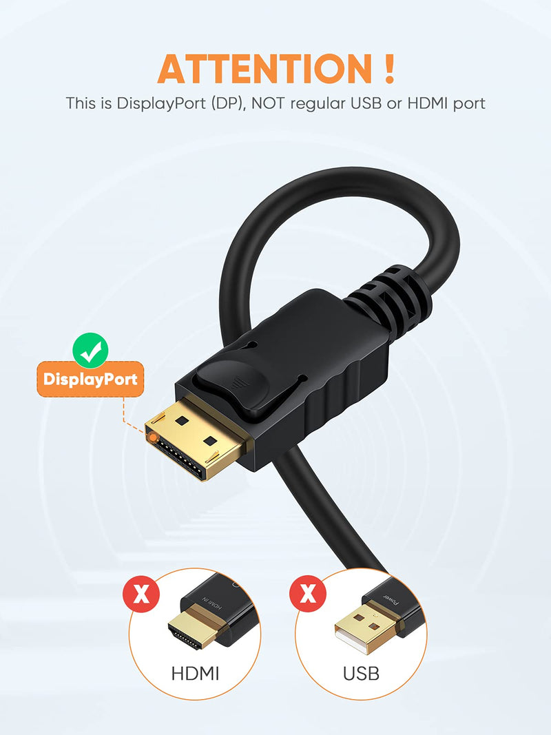 CableCreation Displayport to VGA Cable 6FT, Displayport to VGA Adapter Gold Plated 1080P@60Hz, Standard DP Male to VGA Male Cable, Compatible with Laptop, PC, TV, Projector, Black 6FT-1PACK ABS