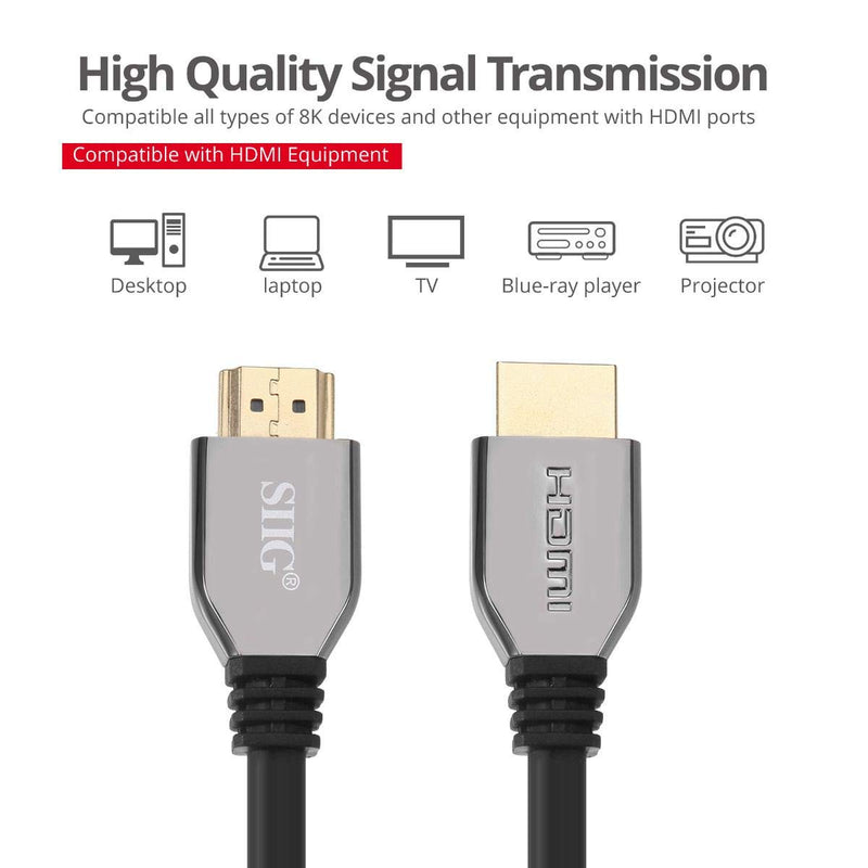 SIIG HDMI 2.1 Cable - 8K, Ultra High Speed HDMI Cable, 48Gbps, 3.3ft, Triple Shielded (CB-H21411-S1) 3.3 ft