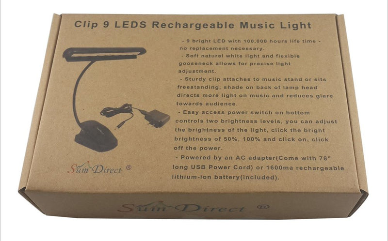 SumDirect Clip-on Rechargeable LED Music Stand Light with Adapter