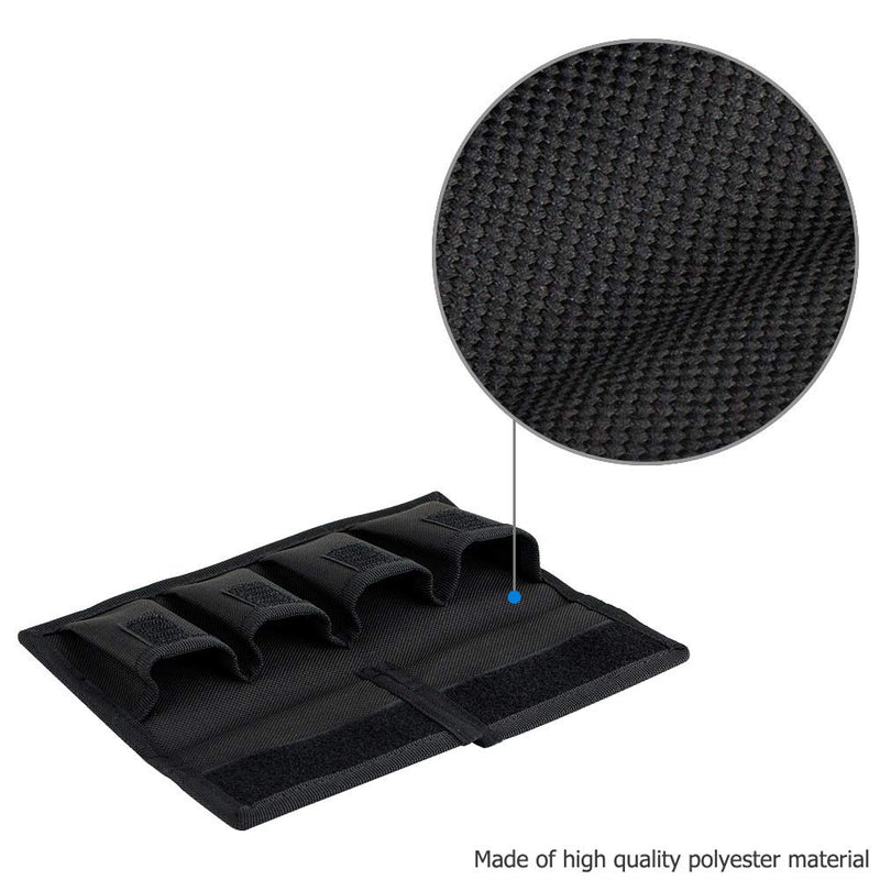 [AUSTRALIA] - Camera Battery Pouch Holder Case for 4 PCS Sony NP-F550 NP-FW50 NP-FZ100 NP-BX1 Canon LP-E6 LP-E8 LP-E10 LP-E12 LP-E17 Fuji NP-W126 Nikon EN-EL14 EN-EL15 with Zipped Pocket to Store SD TF XQD CF Cards 4 Slot+2 Zippered Pockets 