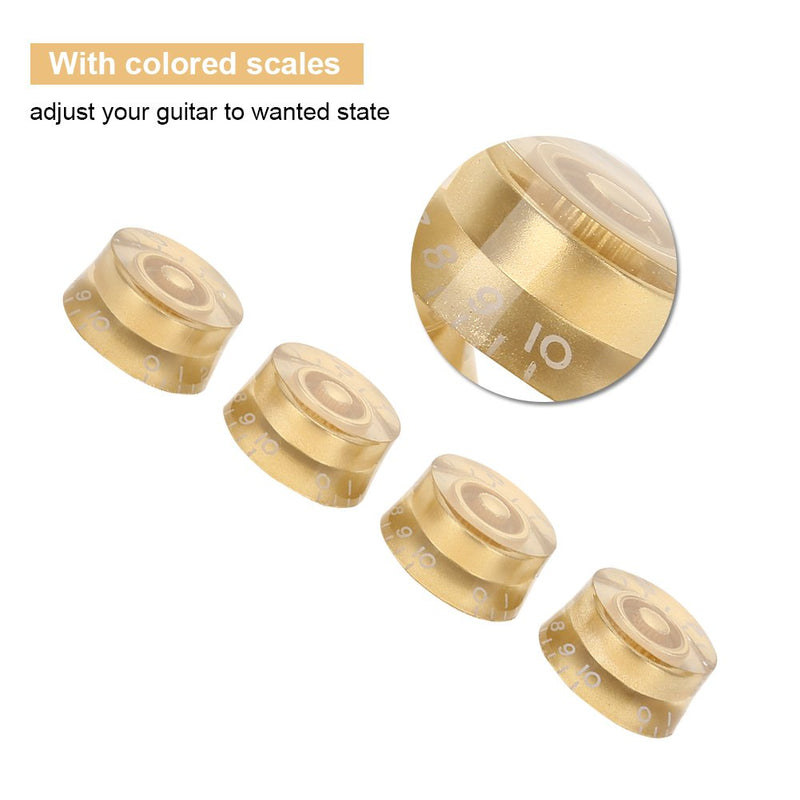 Drfeify Electric Guitars Knobs, 4pcs Guitar Tone Speed Volume Control Knobs Replacement Parts for Les Paul Electric Guitars Gold