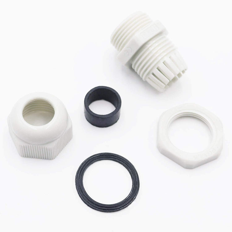 mxuteuk 12 Pcs 1/2 NPT Cable Glands Diameter 9-12mm Cable Connectors Plastic Nylon Wire Protectors Joints Waterproof IP68 Adjustable White With Gaskets 1/2 NPT - W