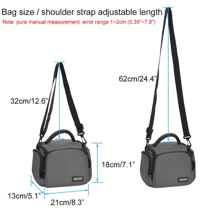 [AUSTRALIA] - CADeN Compact Camera Shoulder Crossbody Bag Case Compatible for Nikon, Canon, Sony SLR/DSLR Mirrorless Cameras and Lenses Waterproof Grey Small 