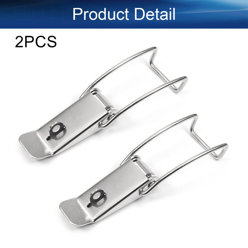 Yinpecly Spring Loaded Toggle Latch Hasp 2Pcs 201 Stainless Steel Hardware Fitting Spring Loaded Locks Hasps for Cabinets Case Box Trunk Catches, 4.67 inch Length Silver Tone with Lock Hole 2pcs 118.5mm no hook