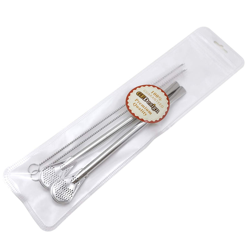 [AUSTRALIA] - GFDesign Yerba Mate Bombilla Gourd Drinking Filter Straws 304 Food-Grade 18/8 Stainless Steel - Set of 2 with 2 Cleaning Brushes - 7" Long 7" 