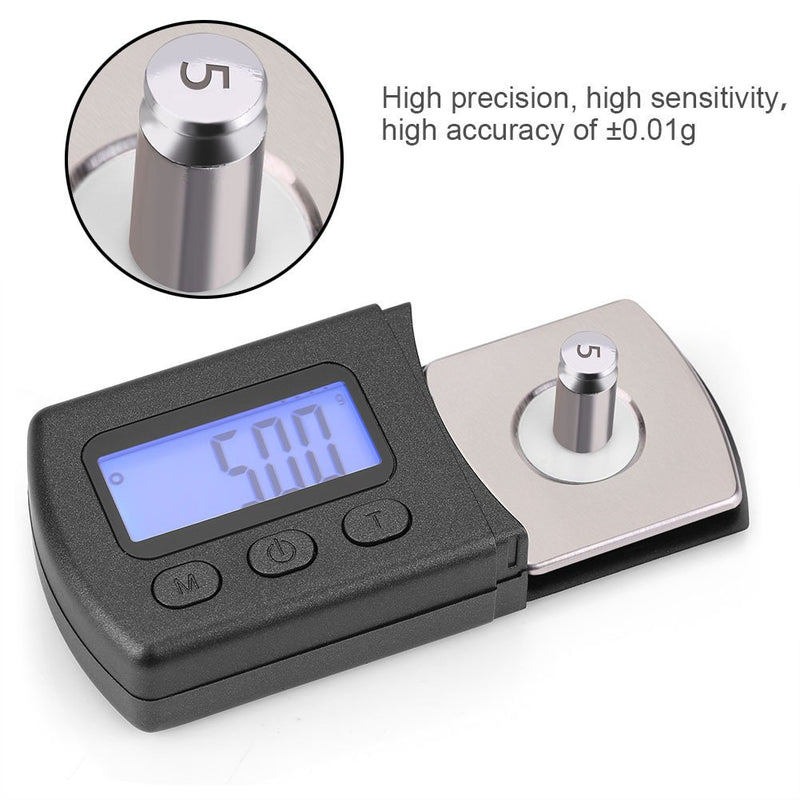 Zerone LCD Digital Cartridge Stylus Tracking Force Gauge Scale 0.01g with 5g Calibration Weight for Phono Cartridge