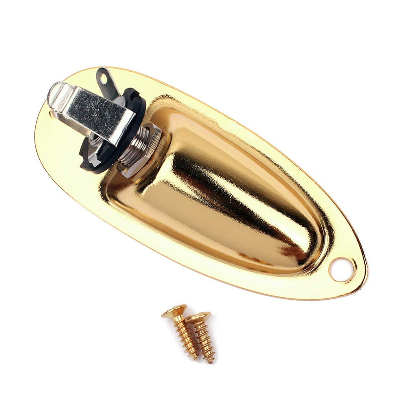 Alnicov Boat Input Output Jack Plate Socket with Screws for Fender Strat Guitar Gold