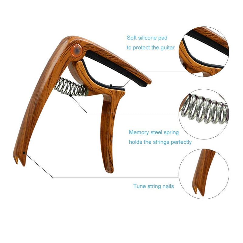 MIMIDI Guitar Capo Adjustable Tension for Acoustic Guitar (1 PC Wood) 1 PC Wood