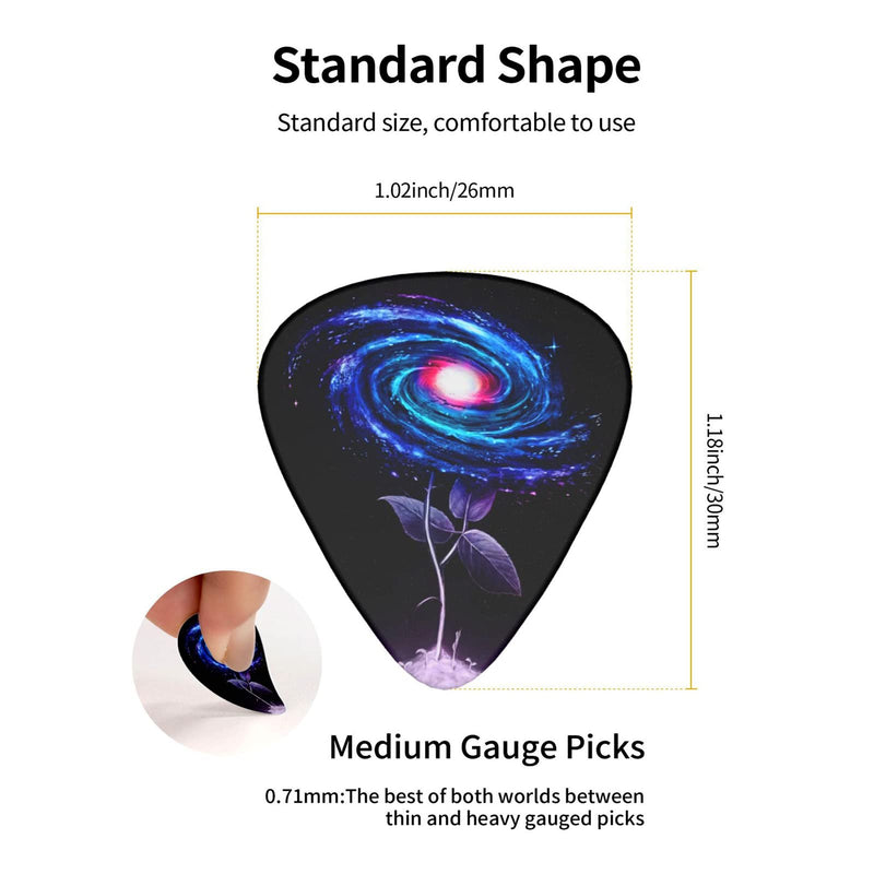 Cool Guitar Picks 12 Medium Pack with Leather Picks Holder ,Unique Artistic Personalized Guitar Pick Punch for Electric Guitar Bass Acoustic Guitar Lovers Gift (Medium)