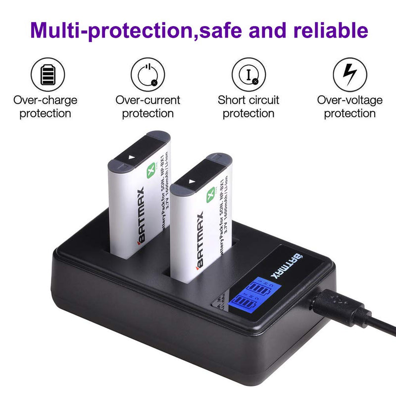 Batmax 4Packs NP-BX1 Battery (1600mAh) and LCD Dual USB Charger for Sony NP BX1/M8, Cyber-Shot DSC-HX80, RX1, RX1R, RX100, RX1RII, H400, HX300, HX50V, HX90V, WX300, WX350, HDR-AS10 Cameras