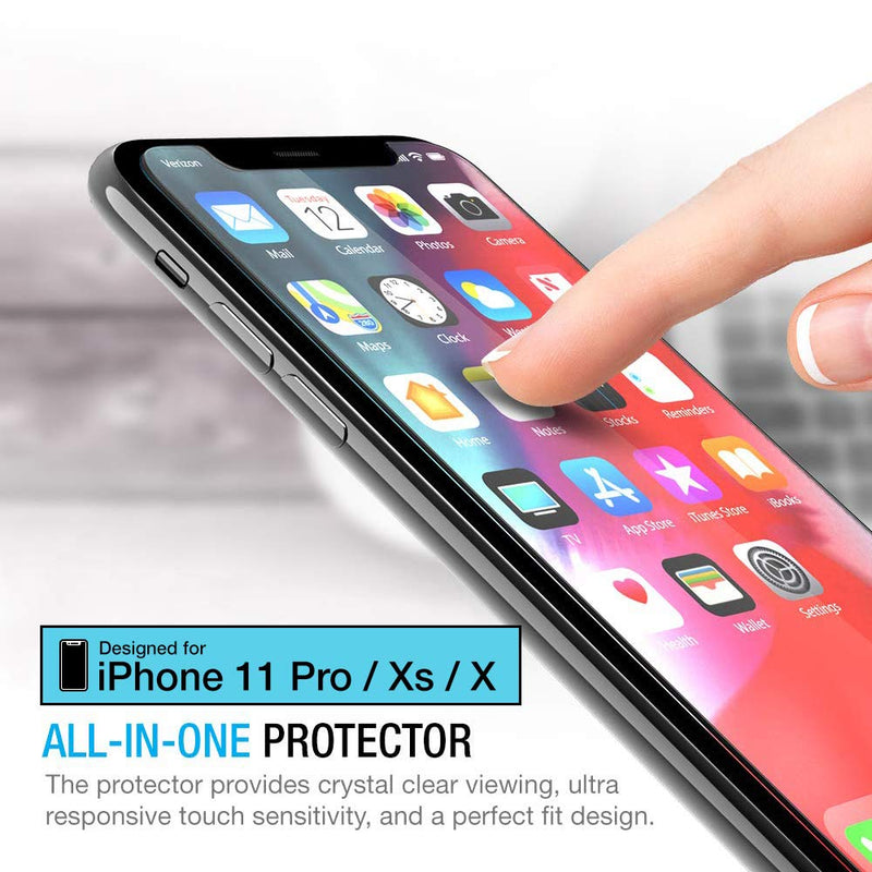 Maxboost Screen Protector for Apple iPhone Xs & iPhone X & iPhone 11 Pro (3 Packs, Clear) 0.25mm Tempered Glass Screen Protector with Advanced Clarity [3D Touch] Work w/Most Case 99% Touch Accurate