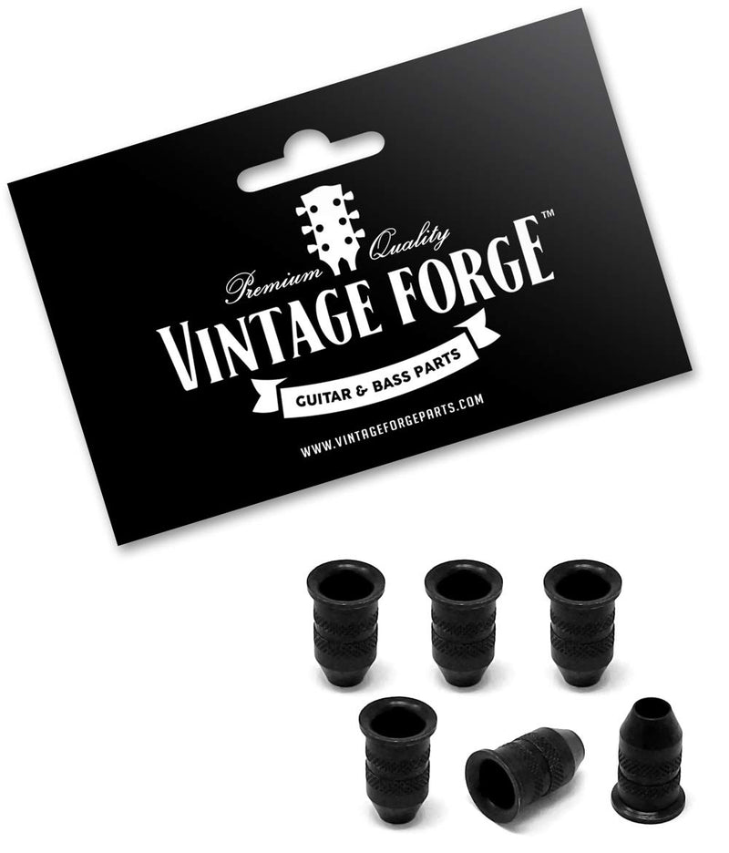 Vintage Forge Black String-Through Body Ferrules Bullet Shape for Electric Guitar (Set of 6) SF150-BLK