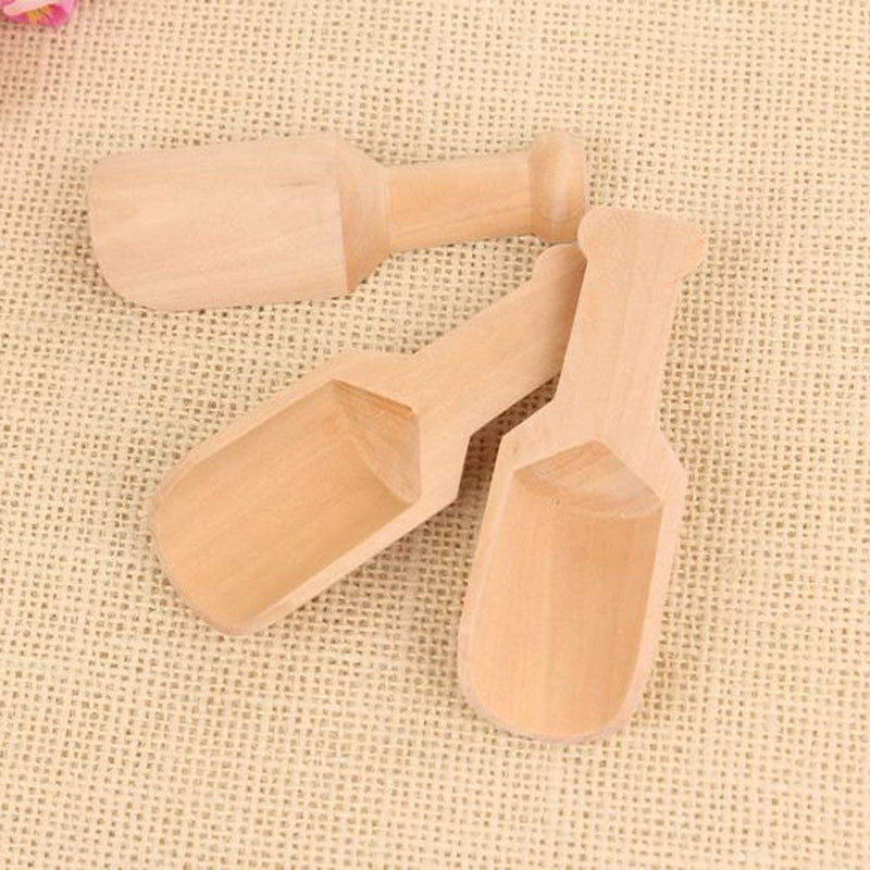 Svaitend Mini Wooden Candy Spoon Scoops for Party Barbecue,Wooden Salt Scoops 20 Pcs