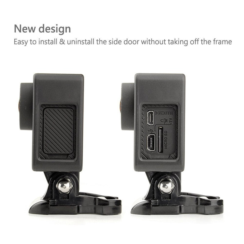 SOONSUN Frame Mount Housing Case with Basic Buckle and Long Thumb Bolt Screw for GoPro Hero 3 3+ 4 Camera and All Slots Fully Accessible-Black