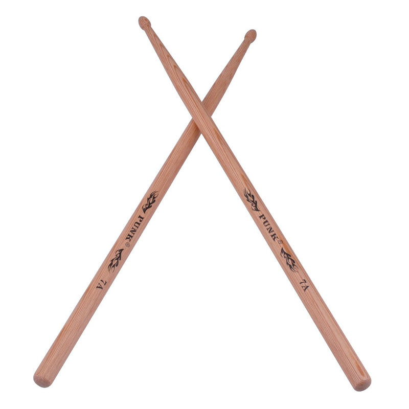 7A Drum Sticks Hickory Wood Drumsticks Wood Tip Drummer Instrument Drumsticks 1Pair-7A Hickory