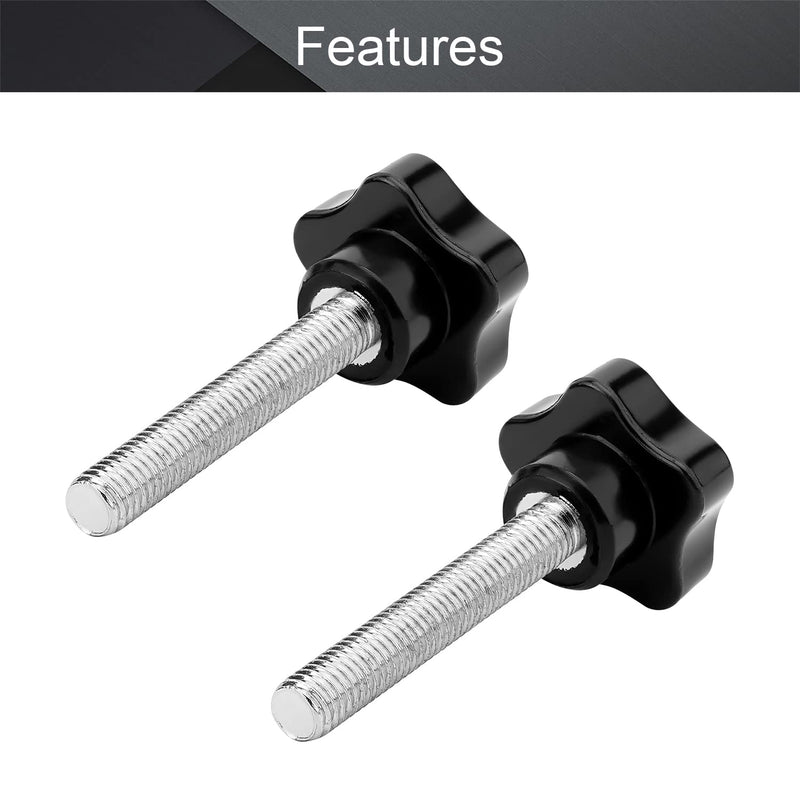 Othmro 2Pcs Black 10mm(M10) x 40mm Thread Replacement Star Hand Knob Tightening Screws 2 Pieces M10*40mm
