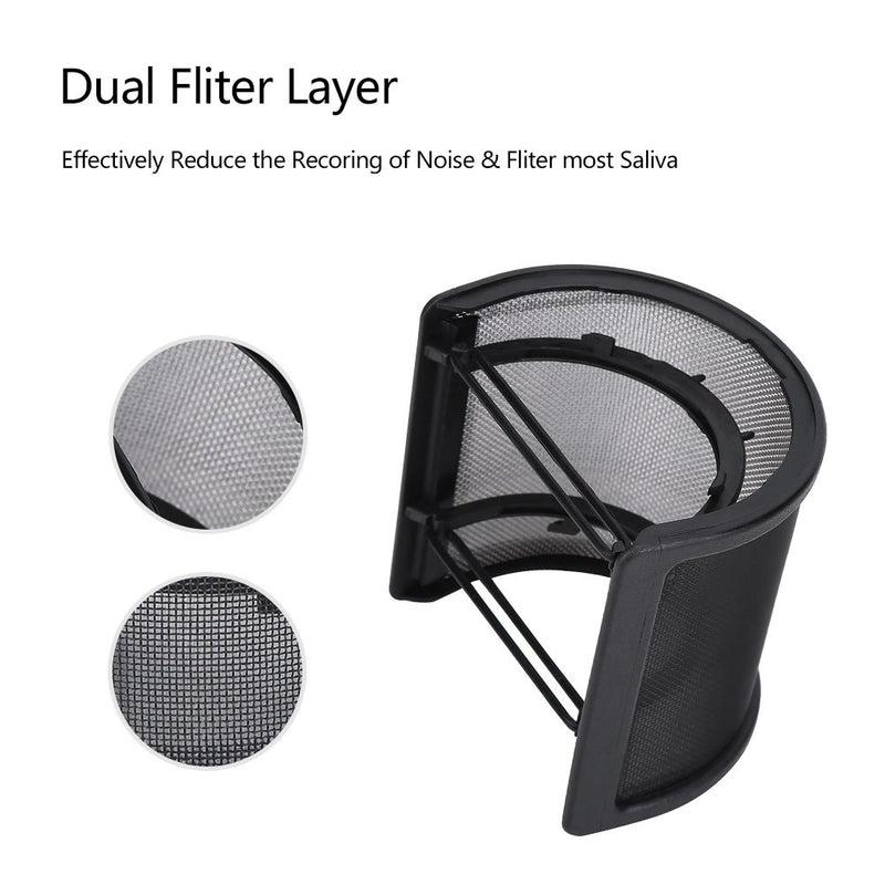 Alomejor Mic Pop Filter Windscreen Microphone Wind Screen Mask Shield for Recording Singing and Home Broadcast Studio