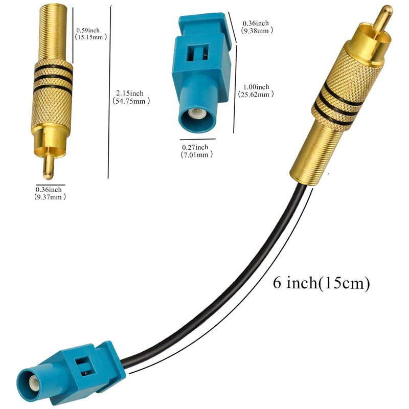 [AUSTRALIA] - TUOLNK 2 Pack 6 inch Fakra Z Male to RCA Male Pigtail Cable for Car DVD GPS Antenna Extension Cable Pigtail Jumper Coaxial Cable RG174 6inch cable 