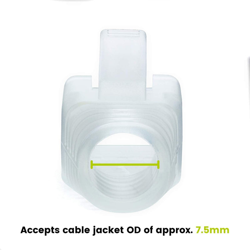 trueCABLE RJ45 Strain Relief Boots, 7.5mm Slip-On PVC Plug Cover, Transparent, 100 Pieces 100pc 7.50mm - Medium