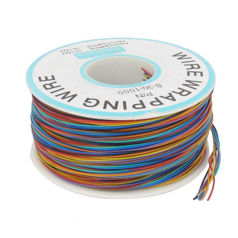 P/N B-30-1000 30AWG Tin Plated Copper Wire Cable Reel 250M White PCB Solder PVC Coated Tin Plated Copper Wire Wire-Wrapping 30AWG 105 Celsius Cable Roll (8 Colors)