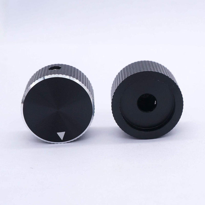 Taiss / 2Pcs 25 mmx15 mm 6.4mm / 0.25" Black Aluminum Rotary Electronic Control Potentiometer Knobs