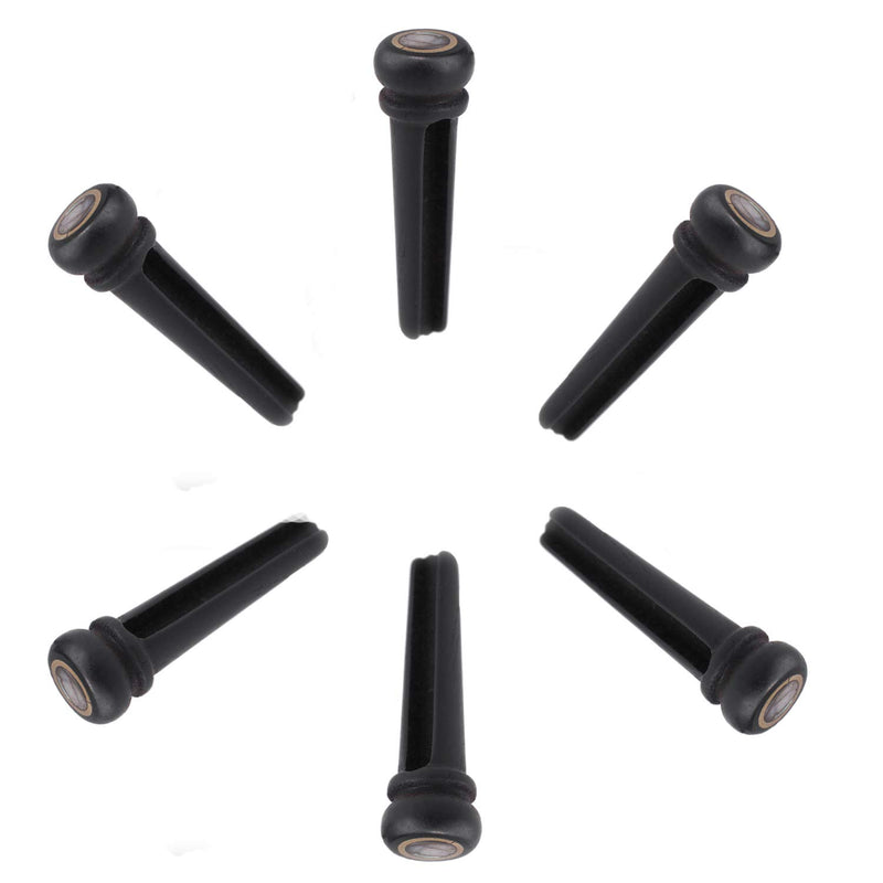 Acoustic Guitar Bridge 6PCS Ebony Guitar Bridge Pins Inlaid Abalone Dot Brass Rings Replacement