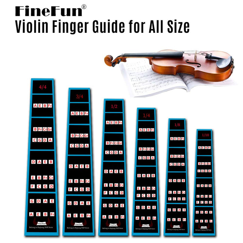FineFun Violin Finger Guide /Fingerboard Sticker guide Label Finger Chart For Size 4/4,3/4 ,2/1,4/1,8/1,10/1 (4/4)