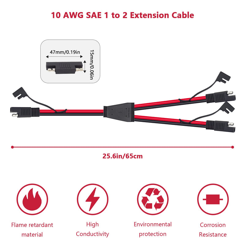 Billion wealth SAE Connector 1 to 1 2 3 4 SAE Connector Extension Cable (10 AWG 1 to 2) 10 AWG 1 to 2