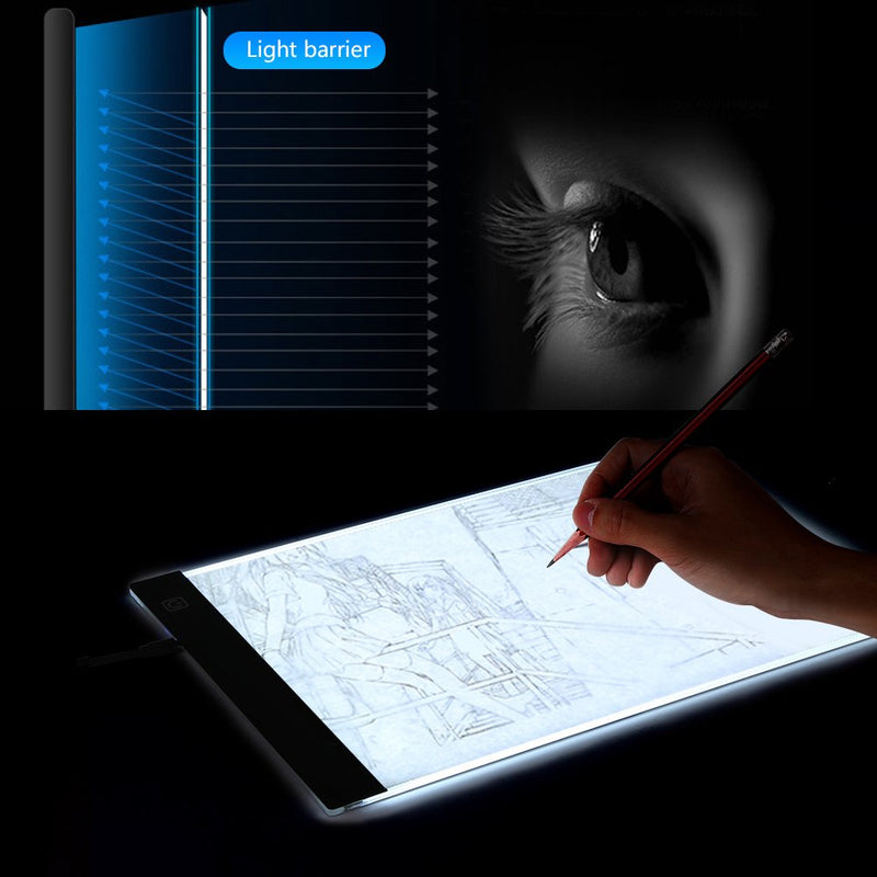 A4 LED Tracing Light Box Board with USB Power Cable Dimmable Brightness Art Ding Copy Tracer Light Pad for Kids Artists Sketching