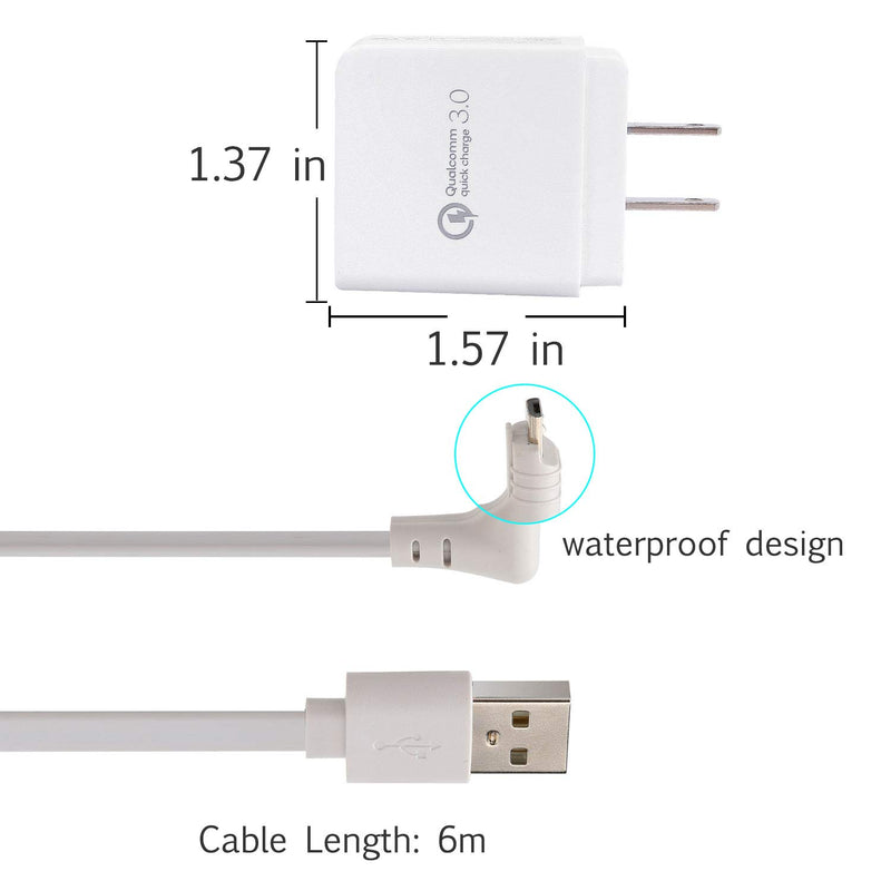 Elecguru 6m/19.68ft Charging Cable USB 2.0 Adapter Quick Charge 3.0 Power Adapter Compatible with Arlo Pro & Arlo Pro 2 and Arlo GO