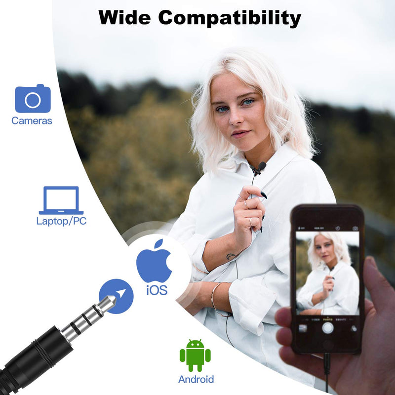 Lavalier Lapel Microphone, SYNCO Lav-S6E Clip-on Lav Mic 6M Cord for Smartphone DSLR Camera Laptop, Perfect for Broadcast Interview Youtube Video Recording, Lavalier-Lapel-Microphone-SYNCO-S6