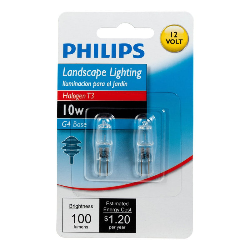 Philips Halogen Landscape Lighting T3 12-Volt Light Bulb: 3000-Kelvin, 10-Watt, G4 Base, 2-Pack 2 Pack