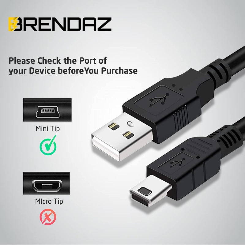 BRENDAZ - Mini USB to Mini B Data Cable – Mini B Cable with Ultimate Data Sync & Charging Quality Compatible with PS3, Dash Cam, Digital Cameras, PDA, Scanners, etc. (3-Feet) 3-Feet