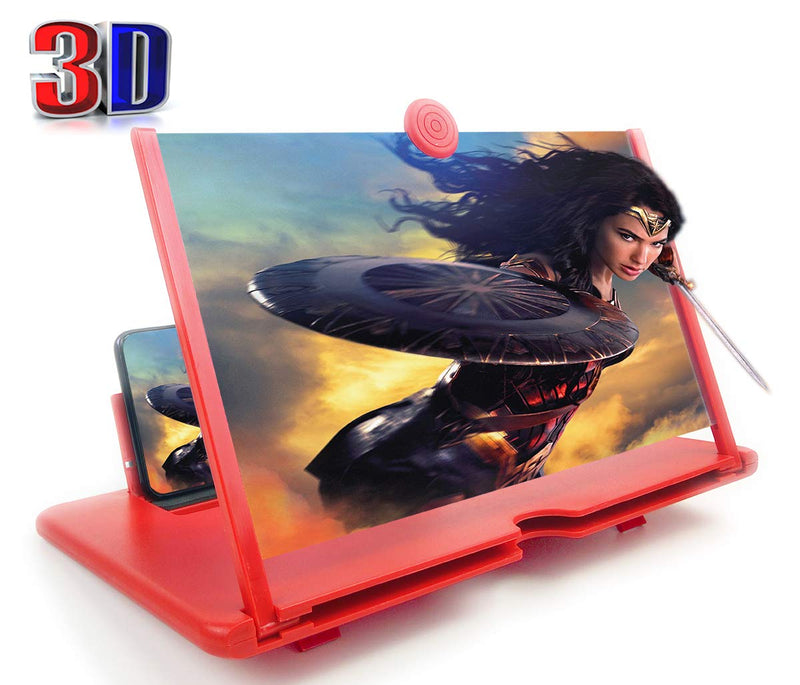 12" Cell Phone Screen Magnifier 3D HD Visual Effects Screen Amplifier Foldable Stand for Movies Videos and Gaming,Supports All Smartphones