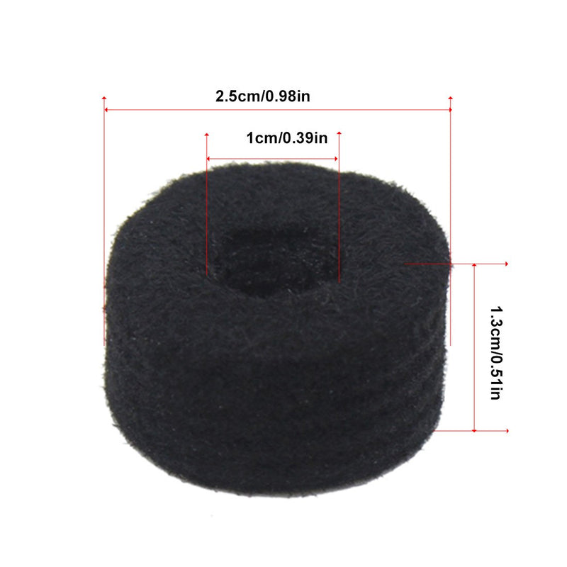 10 Pack Drum Cymbal Pads, Cymbal Felt Pads Black for Drum