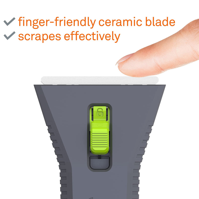 10593 Utility Scraper, Self-Retracting Ceramic Blade, Rust Free, Finger Friendly, Soft-Touch Comfort Grips Regular - Auto-Retractable 1 Pack