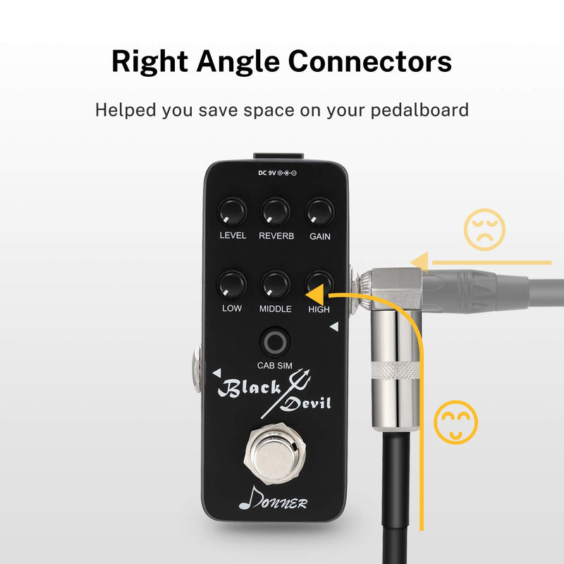 [AUSTRALIA] - Donner Guitar Patch Cable 6 Inch 15cm 1/4" Right Angle Metal Connector for Instrument Effect Pedal 6 Packs 