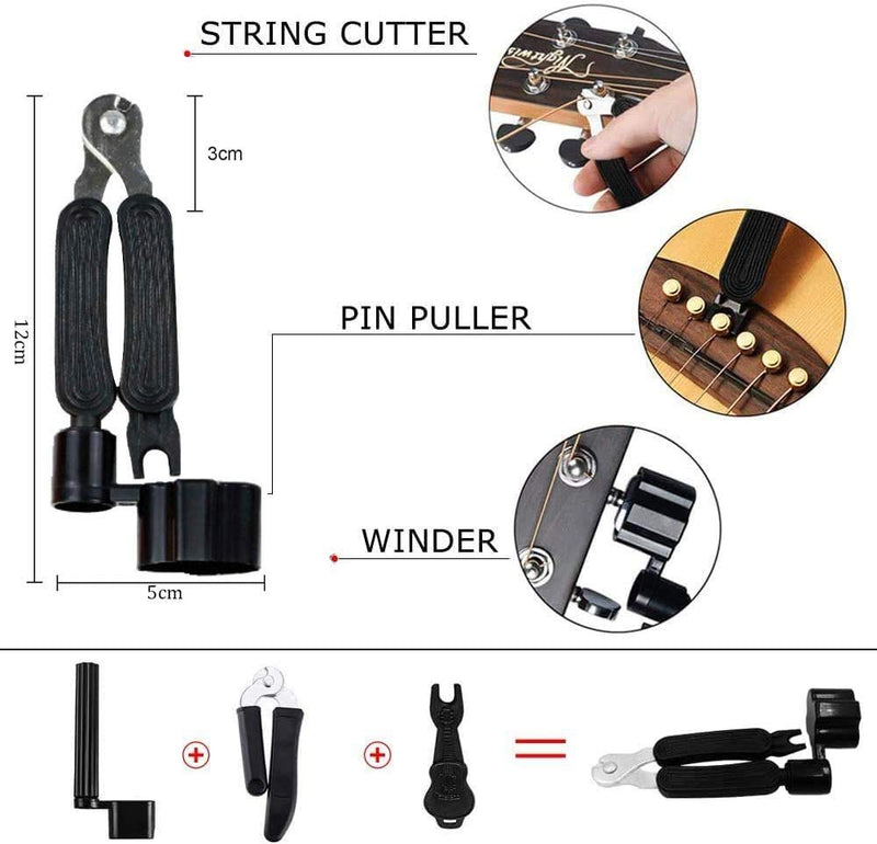 66Pcs Guitar Accessories Kit, Acoustic Guitar Changing Tool Includes Strings, Picks, Pick Holder, Capo, String Winder&Cutter, Saddle and Nut, Thumb Finger Picks, Tuner, Guitar Bones for Beginners