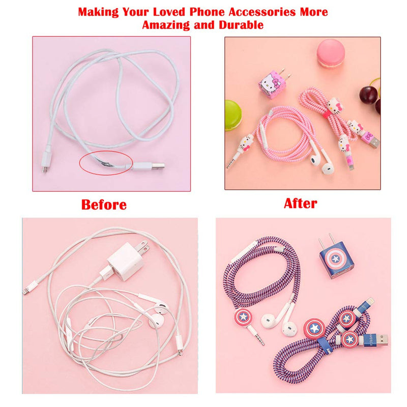 ZOEAST(TM) Stitch Set DIY Protectors Phone Ring Apple Data Cable USB Charger Data Line Earphone Wire Saver Protector Compatible iPhone 5 5S SE 6 6S 7 8 Plus X IPad iPod iWatch (Advanced Stitch) Advanced Stitch